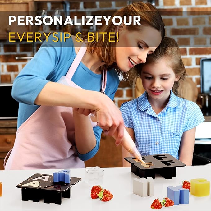 Customized Letter W Ice Cube Mold -Letter Silicone Ice Mold for Custom Ice Cube Mold and Baking Chocolate and Crafting Letter Molds, Ice Cube Molds for Cocktails & Whiskey with Custom Letters