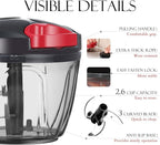 Ourokhome Manual Food Processor Vegetable Chopper, Portable Hand Pull String Garlic Mincer Onion Cutter for Veggies, Ginger, Fruits, Nuts, Herbs, etc., 650ml, Black
