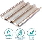 Baguette Pans for Baking 15" x 11", Carbon Steel 3 Loaf Nonstick Baguette Baking Tray for French & Italian Perforated French Bread Pan