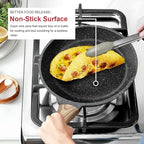 Caannasweis Nonstick Granite Frying Pan Skillet, Non Stick Omelette Fry Pans, Omelet Egg Pan, Stone Cookware Chef's Pan, Induction Compatible, PFOA Free (Gray, 3 Pcs)
