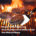 Professional Wide Turner 9.5 Inch Stainless Steel Spatula for Cast Iron, Griddle and Grill Cooking, Barbecue Hamburger Metal Kitchen Utensil, Dishwasher Safe