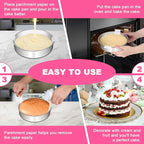 6 Inch Cake Pan Set of 2, Stainless Steel Round Layer Cake Baking Pans Tins, Non-Toxic & Healthy, Leak-proof & Easy Clean & Dishwasher Safe