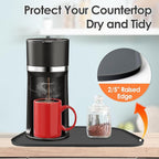 TOHONFOO Silicone Coffee Maker Mat with Lip, 17.4'' x 10.6'' Heavy Duty Coffee Maker Mat for Countertops, Coffee Tray Fit Under Coffee Machine Appliance Automatic Machines Espresso Accessory, Black
