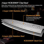 KEEMAKE Kitchen Knife Set 4pcs - Chef Knife Set with 3-layer Japanese 9CR19MOV Clad Steel Blade, Sharp Knives Set for Kitchen with Octagon Rosewood Handle Kitchen Knives