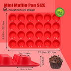 24 Cup Silicone Mini Muffin Pan,Nonstick Food Grade Silicone Baking Cups, Great for Making Muffin Cakes, Tart, Bread- Just Pop Out