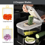 11-in-1 Mandoline Slicer for Kitchen, Food Chopper with Container, Vegetable Dicer Onion Slicer, Veggie Cutter for Fruit Salad Kitchen Gadgets Essential Tools (Beige)