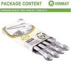 Sugar Tongs 4-Inch Mini Serving Tongs Stainless Steel Appetizer Tongs, Set of 4