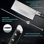 Kitory 7" Lightweight Cleaver, Chinese Chef Knife for Slicing & Chopping (No Bones)- German High Carbon Steel - Ergonomic Pakkawood Handle - Ideal for Women, 2024 Gift (Metadrop Series)