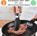 Kitchen Tongs for Cooking with Non-Stick Silicone Tip 2 Pack (9" & 12"), Heat Resistant Food Tongs, Stainless Steel Locking Silicone Tongs for Baking Salad Grill BBQ, Serving Utensils