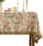 patdrea Designer Green Small Tablecloth for Rectangle Table,Vintage Linen Leaves Pattern Breathable Table Cloth,Floral Decor Cover for Kitchen Dining Christmas,Thanksgiving,55"x71"-Cecilia a