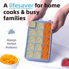2 Tbsp Silicone Freezer Molds - Perfect for Storing Garlic, Herbs, Ginger, Pesto, Tomato Paste, Lemon Juice, Purees and More - Silicone Food Freezer Tray (Blue 2 Pack)
