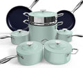 Nuwave Lux 13pc Forged Lightweight Cookware Set PFAS Free, Healthy G10 Duralon Ceramic Coating, Ultra Non-Stick, Stay-Cool Handles, Works on All Cooktops & Induction Ready