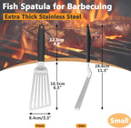 Stainless Steel Fish Spatula, 11.3 inch Metal Spatulas for Cast Iron Skillet, Kitchen Turner with Silicone Handle for Cooking, Grilling, Flipping, Egg, Cookie, Pancake and Burger (Small)