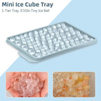 WIBIMEN Mini Ice Cube Trays, Small Tiny Round Pebble Crushed Nugget Ice Trays for Freezer with Lid - Chilling Drinks Coffee Juice(1 Pack/0.55In - Blue)