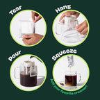 Copper Cow Coffee Pour Over Vietnamese Coffee Pouches + Sweetened Condensed Milk Creamers (8 Coffees & 8 Milk Creamers) | Churro Lattes, No Refrigeration Needed, Travel Friendly