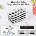 DOQAUS Ice Cube Trays 4 Pack, 40 pcs Silicone Ice Cubes Tray Maker with Spill-Resistant Removable Lid, Easy Release & Pop out, LFGB and BPA Free, Stackable Flexible, for Soup, Food, Cocktail, Coffee