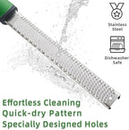 Koythin Zester, Lemon Zester & Cheese Grater with Brush, Heavy Duty Kitchen Tool for Zesting Citrus, Parmesan Cheese, Chocolate, Ginger, Fruits, Stainless Steel with Handle and Cover (Green)