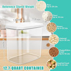 TBMax Large Rice Container 25 Lbs with Easy-Carrying Handles -12.7 Qt Flour Storage Container with Pop Up Lid & Hanging Hooks for Cleaner Use, Airtight Food Storage Bin for Kitchen Organization