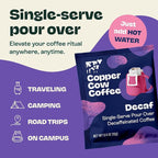 Copper Cow Coffee Premium Pour Over Single-Serve Vietnamese Coffee Pouches (8 pack) | Decaf | Dark Roast | Convenient Vietnamese Ground Coffee Packets, Travel Friendly