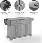 Crosley Furniture Alexandria Granite Top Rolling Kitchen Island Storage Cart, Microwave Stand, Spice Rack, Gray
