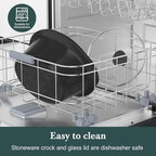 8-Quart Programmable Slow Cooker with Timer Keep Warm - Small Kitchen Appliance for Family Dinners - Serves 6+ People - Heat Settings: Keep Warm(White, Black Liner)