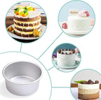 HomeMall 4 x 2 inch Round Cake Pan Set of 4, Aluminum Baking Pans for Mini Cakes, Heavy Duty Non-Stick, Evenly Baking Tools for Home Kitchen, Birthday Wedding Anniversary