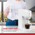 Holstein Housewares 2-in-1 Single Serve Coffee Maker, Dual Brew, Compatible with K-Cup Pods & Ground Coffee, Reusable Filter Included, Compact Drip Coffee Machine, 14oz Tank, Fits Most Cups - White