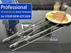 JETKONG 2 Pcs 18 Inch (45cm) Stainless Steel Grill Tongs Heavy Duty Giant Tweezer Tongs, Extra Large Tweezers Tools for Cooking, Grilling, BBQ and Turning Food (Silver)