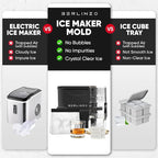 Berlinzo Premium Clear Ice Cube Maker with Conversation Ice Prints – 2 Large 2.1" Crystal Clear Ice Squares – Giftable Idea for Party, Game Night & Just for Fun – Includes Storage Bag (Non-Electric)
