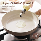 SENSARTE Ceramic Nonstick Frying Pan Skillet 9.5Inch Non Stick Omelette Pans, Non-toxic Healthy Kitchen Cooking Chef's Pan, Free of Intentionally Added PFOA/PFAS/PTFE, Induction Compatible, Taupe