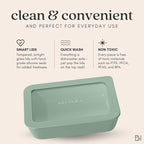 Ceramic Coated Glass Food Storage Container | No PTFE, PFOA, PFAS, and BPA | Reusable Non Toxic Meal Prep Container with Glass Lid | Easy To Store | 11 Cup Rectangle [Willow]