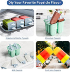 6 Pieces Silicone Popsicle Molds,Easy-Release BPA-Free,Ice Pop Mold Ice Cream Molds For Kids,With 6 PCS Plastic Stick+Cleaning Brush (Mint Green)