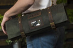 Asaya Waxed Canvas Knife Roll - 15 Knife Slots, Card Holder and Large Zippered Pocket - Genuine Leather, Cloth and Brass Buckles - for Chefs and Culinary Students - Knives Not Included