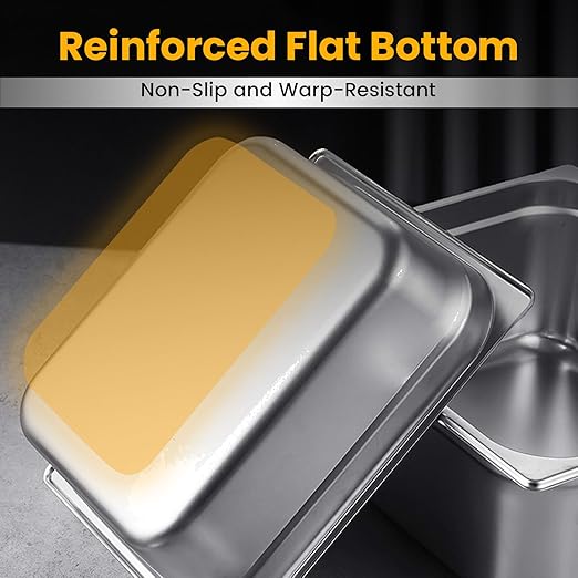 1/6 Hotel Pans 4 Inch Deep Stainless Steel Food Pan - Anti-Jam 6 Pack Steam Table Pan Set for Catering, Buffet Use, Kitchen Prep