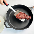 Stainless Steel Spatula, Solid Metal Turner for Kitchen Use, VOVOLY Heavy Duty Cooking Spatula, Wide Blade with Beveled Edge, Heat Resistant Silicone Handle, Dishwasher Safe