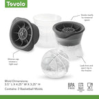 Tovolo Basketball Ice Cube Molds Pack of 2 Large Craft Ice Spheres for Whiskey Bourbon Cocktails Drinks, Dishwasher Safe BPA Free Silicone Basketball Ice Ball Mold GIfts for Men, Fathers, Coaches