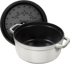 Staub Cast Iron 4-qt Round Cocotte - White Truffle, Made in France