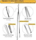 JETKONG 2 Pcs 16-Inch Food Tweezers Extra Long Kitchen Tweezer Tong Chopsticks Tongs Large Stainless Steel Cooking Tweezers (Round-Tips)