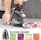 Cheese Grater Rotary Cheese Grater,Versatile Cheese Shredder,Blades for Shredding, Grating, Slicing,Cheese Shredder with Suction Base and Cleaning Brush Kitchen Gift (gray)