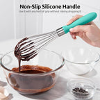 U-Taste Balloon Whisk for Cooking: 18/10 Stainless Steel Kitchen Wire Whisk, Medium Heavy Duty Egg Beater, Manual Baking Mixing Tool with 8 High Flex Wires for Stirring, Blending Sauce (Aqua Sky)