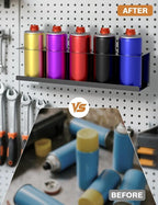sogiv 4 Pack Spray Can Holder Organizer, Wall-Mounted Steel Spray Bottle Rack, Tool Box Storage Rack, 5 Cans Metal Paint Can Organizer for Garage, Workspace, Shop, Home or Tool Trailer, Black