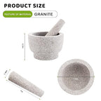 Mortar and Pestle Set,Heavy Duty,Unpolished Granite,8Inch-5Cup Capacity,Grinder for Spices and Seeds,Grinding,Crushing and Mashing Spices,Nuts,for Guacamole,Garlic Sauce,Gray.