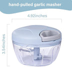 Manual Food Processor Vegetable Chopper, Portable Hand Pull String Garlic Mincer Onion Cutter for Veggies, Suitable for Vegetables, Ginger, Garlic, Fruits, Onion, Potato, Salad (Blue 500 ml)