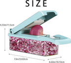 Ourokhome Vegetable Chopper Onion Cutter, 12 in 1 Professional Mandoline Slicer for Kitchen, Multifunctional Food Chopper for Potato, Tomato, Veggie with Strainer Basket, 8 Blades, Blue