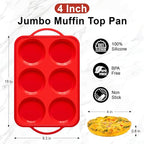 4 Inch Silicone Egg Mold for Breakfast Sandwiches with Metal Frame, Jumbo Size Muffin Top Pan, Silicone Egg Bite Baking Tray, BPA Free & Non-Stick