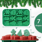 HKNMTT Christmas Silicone Chocolate Molds, 4 PCS Candy Baking Moulds, 3D Snowflake Cane Snowman Xmas Tree Gingerbread Man Santa Claus Gift Box Shape Mold for DIY Handmade Soap Candles Jello