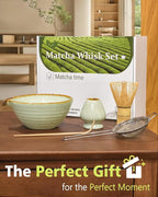 Matcha Whisk Set with Matcha Bowl, Matcha Whisk Holder Matcha Bamboo Whisk, Scoop, Sifter, Unique Gifts for Women Men Girl Friend Home Kitchen Decor Gifts for Tea Enthusiasts Christmas