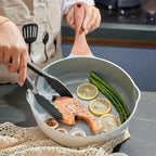 Nonstick Frying Pans With Lid, 11 Inches Skillets Deep Frying Pan Non stick, Ceramic Frying Pans With Pour Spout, Non Toxic Frying Pan for Stove, Induction, Gas, PB/CD/PFOA Free (White,11 Inches)