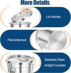 304 Stainless Steel Airtight Canister 5.55Gal /710.4oz/21L Airtight Food Storage Container with Lid and Lock Clips, Large Metal Storage Canister for Coffee Beans, Flour, Tea, Sugar, Cereals