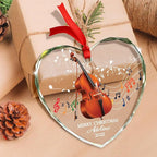 Personalized Contrabass Musical Instrument Glass Ornament, Customized Text Year Name Contrabass Player Ornaments Gift for Double Bass Lover Daughter Son, Best Double Bassist Glass Christmas Ornament